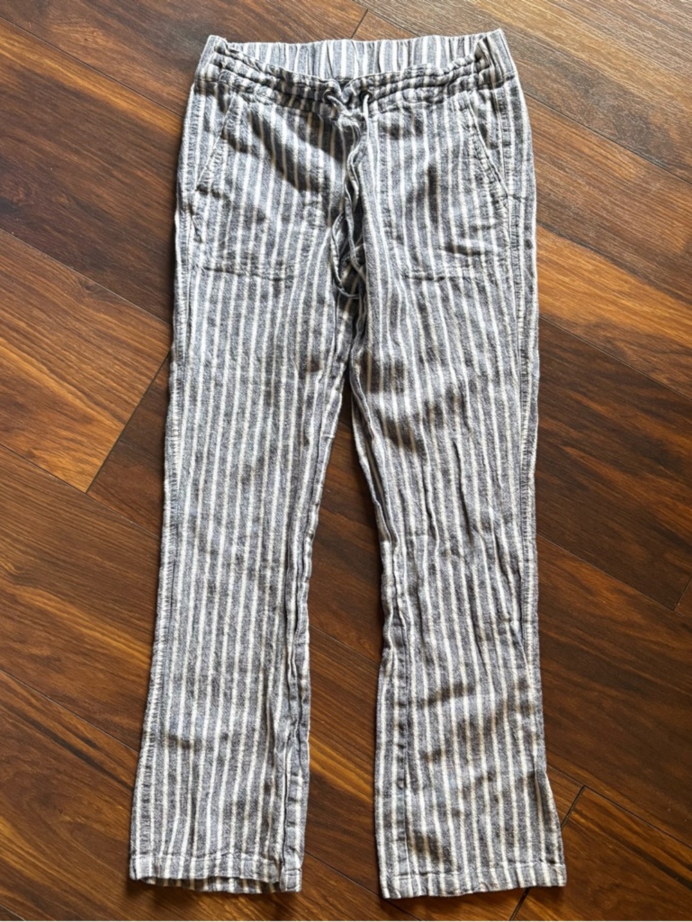 For Cynthia Striped Linen Blend Drawstring Pants